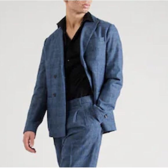 Scotch & Soda Double-Breasted Check Blazer in Blue, NWT, Size XXL - Picture 5 of 10